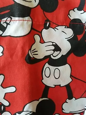 Vtg Disney Mickey Mouse Window Valance Red Fabric 16 X 80  RARE Loose Stitching • $17.50