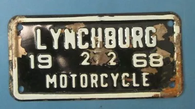 $14.99 • Buy 1968 Lynchburg VA Motorcycle License Plate 
