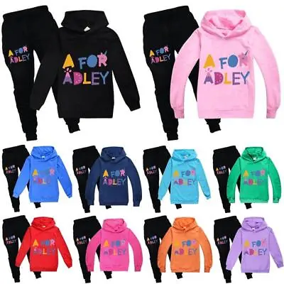 Kids A For Adley Print Tracksuit Sets Boys Girls Hoodie+Pants Suits Sweatshirt • £19.69