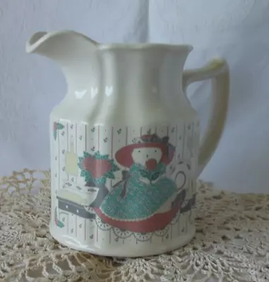 Vintage CHD Victorian Cat Floral 6  Pitcher Vase Utensil Holder Artwork By Jaime • $29.85