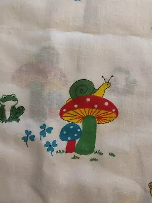 Mushroom Frog Snail Material Cotton White Green Red Blue Flowers 54  X 44  • $11.89