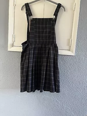 Disturbia Black And Purple Tartan Pinafore Dress Size 16 • £12