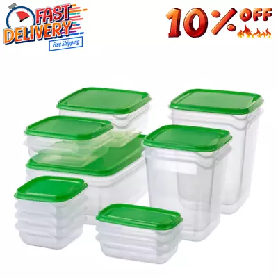 IKEA PRUTA Food Container SETS FRIDGE STORAGE TUBS With Lids SET OF 17 Green • £11.70