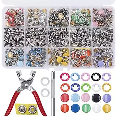 804pcs Snap Fasteners Tool Kit Hollow And Solid Metal Prong Snaps Buttons With S • $25.83
