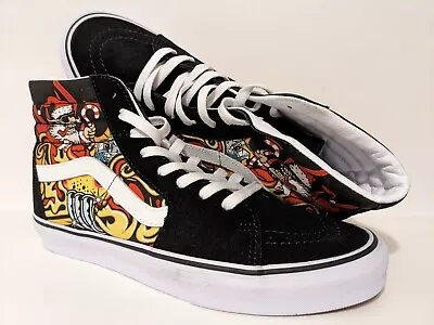 Vans New UA Sk8-Hi Santa Men Size USA 9 Skate Shoes Black • $47.99