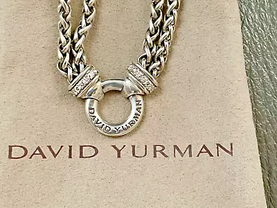 $1390.00 David Yurman Double Wheat Chain Necklace Sterling Silver Diamonds 16 . • $1100