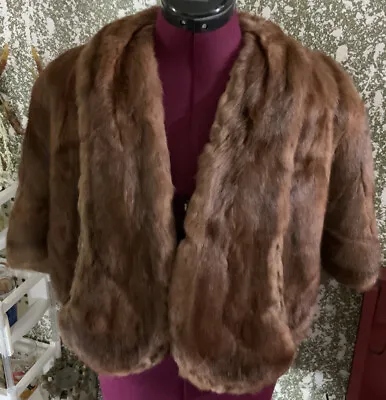Vintage Capitol Fur Company Mink Fur Cape Stole Wrap Lansing Mich. Since 1922 • $29.99