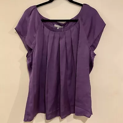 Violet Claire Blouse Purple Pleated Lightweight Polyester XL • $15.99