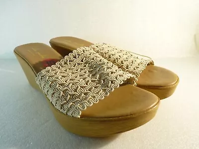 Mila Paoli Women Shoes Sandals Beige Wedge Slide Size 10 SKU 10735 • $27