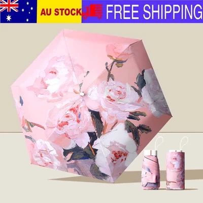 $21.75 • Buy Travel Mini Compact Umbrella Oil Painting Umbrella Windproof Pocket Umbrella 