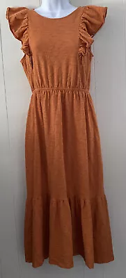 NWOT J Crew Factory Flutter-Sleeve Midi Dress Sz Medium Rustic Amber #BH744 • $35