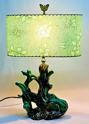 50s 60s Mid Century Modern Atomic Table Lamp Butterfly Leaves Fiberglass Shade • $525