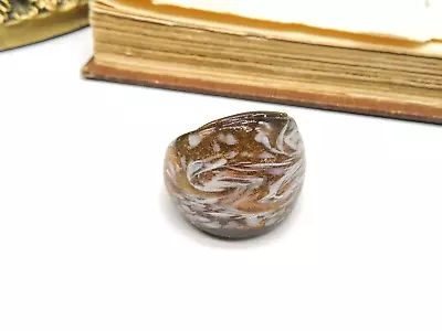 Chunky Copper Brown White Murano Glass Ring Size 8 CC23 • $14.44