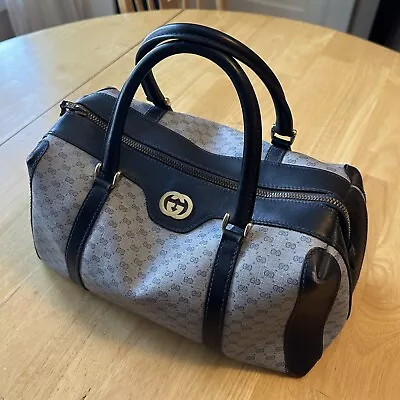 Vintage Gucci Canvas Micro GG Boston Bag - Gray/Black - Model 25-02-2112 • $249.99