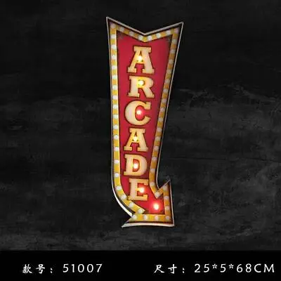 Retro Vintage Metal Led Light Wall Decor Arcade Cafe Arrow Pub Bar Movie Store • $59.99