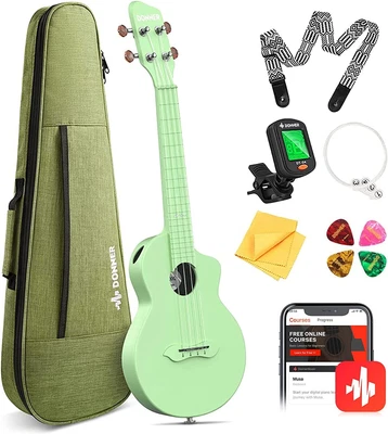 $59.99 • Buy 🎸 𝗗𝗢𝗡𝗡𝗘𝗥 23  Concert Ukulele Carbon Fiber Ukalalee + Gig Bag Strap Tuner