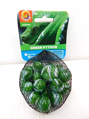 GREEN PYTHON Bag 24 Player Mega Fun Vacor Marbles &1 Shooter-Instruction Facts • $3.95