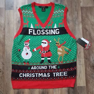 Nwt Old River Sweater Vest Flossing Around The Christmas Tree Vest Xl • $24.99