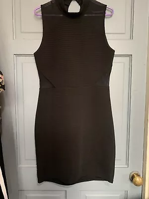 Miss Selfridge Size 12 Mesh Cutout Black Dress (C) • £3.99