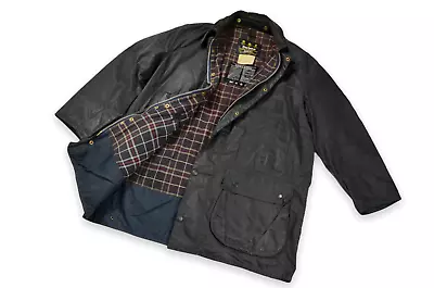 $100 • Buy Men's Barbour Border Waxed Jacket Blue England Hunting Vintage Size C44/112cm