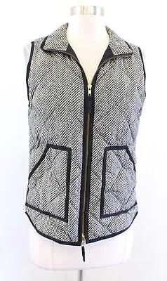 J Crew Factory Womens Herringbone Printed Quilted Down Zip Front Vest Size XS • $29.99