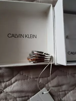 Calvin Klein Rose Gold Stainless Steel Ring • £23