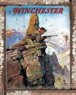 Winchester Hunting Firearms S8 8x10 Rustic Vintage Sign Style Poster • $12.50