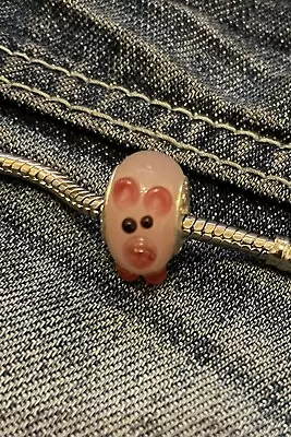 Pink Pig Glass Murano Style Bead Charm Spacer ‘Pandoras—box’ Jewellery New Gift • £4.25