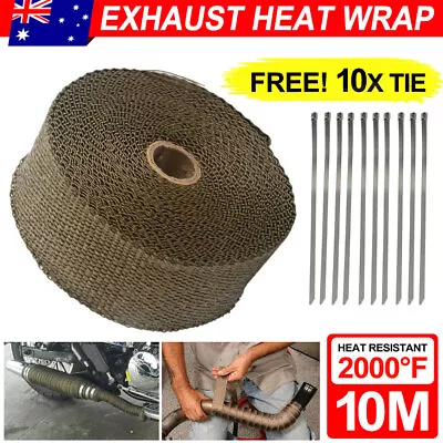 Titanium Heat Resistant Exhaust Wrap 10M*50mm With 10 Stainless Steel Ties Tapes • $24.95