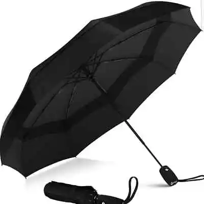 Brookstone Compact Umbrella Led Flashlight Black See The Way In Rain Windproof • $13.95