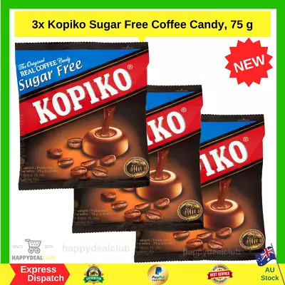 3x Kopiko Sugar Free Coffee Candy 75 G | FAST FREE SHIPPING NEW AU • $11.25