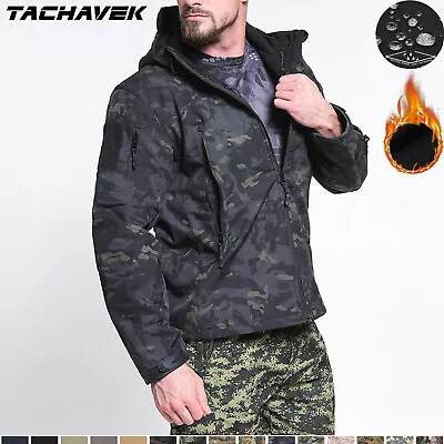 Waterproof Windbreaker Mens Soft Shell Jacket Tactical Military Coat Casual Camo • $49.39