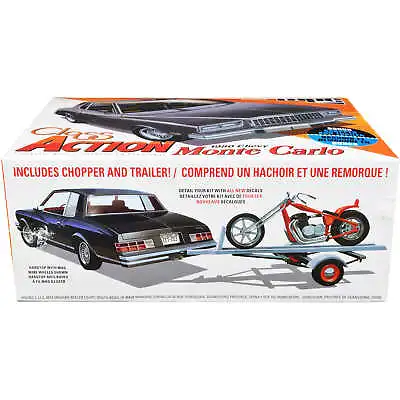 MPC 1/25 Scale Model Kit Skill 2 1980 Chevrolet Monte Carlo With Motorcycle • $49.74