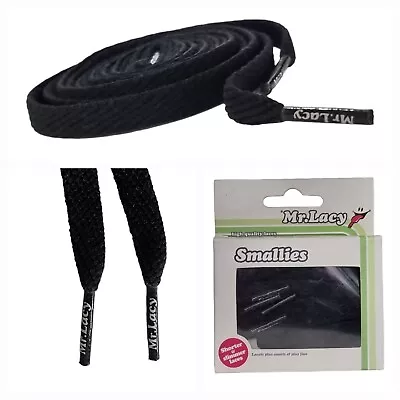 Mr. Lacy Smallies Black Short & Slim Laces Length 90cm / Width 8mm / 3 - 5 Rows • £8.08