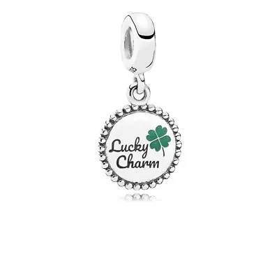 $53.95 • Buy Authentic PANDORA Lucky Dangle Charm  Sterling Green Clover ENG791169_81