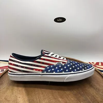 Vans Mens Authentic USA Stars & Stripes Canvas Skate Shoes Sneakers Size 13 • $45