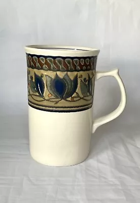 MIKASA INTAGLIO Arabella Tall Mug Cappucino/Coffee Cup CAC01 12 Oz Tulips/Blue • £12.50