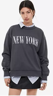 H&M Sweatshirt Sweater New York Crewneck Oversized Loose Faded Casual Size S • $19.98
