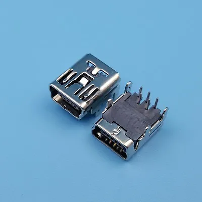 10Pcs Mini USB Female 5Pin DIP Right Angle 4Legs Socket PCB Mount Connector • $1.78