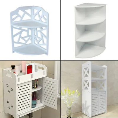 £8.78 • Buy White Wooden Bathroom Corner Storage Cabinet Shelf Drawer Cupboard Display Unit