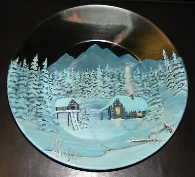 Vintage Signed Painting Of Winter Scene On Gold Mining Pan • $25