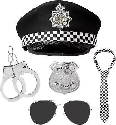 5pc Police Fancy Dress Mens Halloween Costume Policeman Accessories Police Hat • £15.95