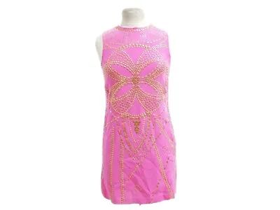 2011 VERSACE For H&M Pink Embellished Zip Up Dress W/Gold Studs - US 8 • $100
