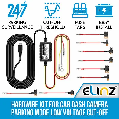 $44.99 • Buy HardWire Kit For Car Dash Camera Parking Mode Adjustable Low Voltage Cut-off