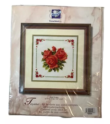 Vervaco Stamped Cross Stitch Kit #863 ROSES Vintage 2002 • $14.95