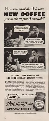 1945 G Washingtons Instant Coffee Jar Couple Drinking Conversation Print Ad • $10.79