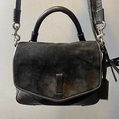 Gryson Ella Womens Bag Handbag Black Leather Suede Rolled Handle Strap • $79.92