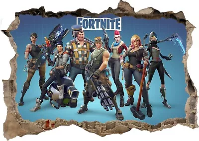 Fortnite Game Bedroom 3D Smashed Wall Stickers Poster Decal Mural • £19.95