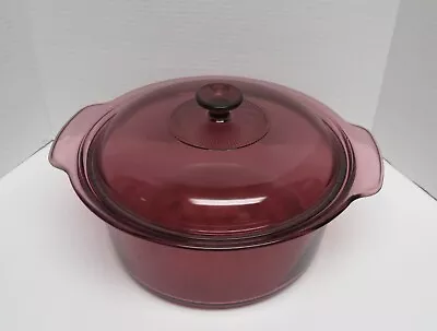 Visions Corning Ware Cookware 5 L Dutch Oven Stock Pot W/Pyrex Lid USA Cranberry • $19