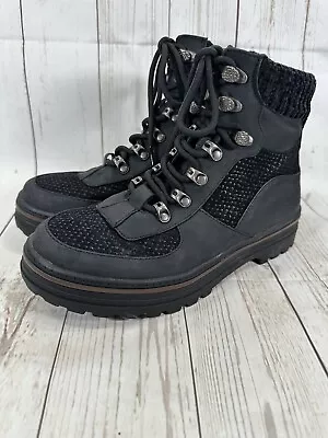 Blowfish Malibu Ankle Combat Boots Lace Up Booties Womens 8.5 Black Leather/Mesh • $29.87